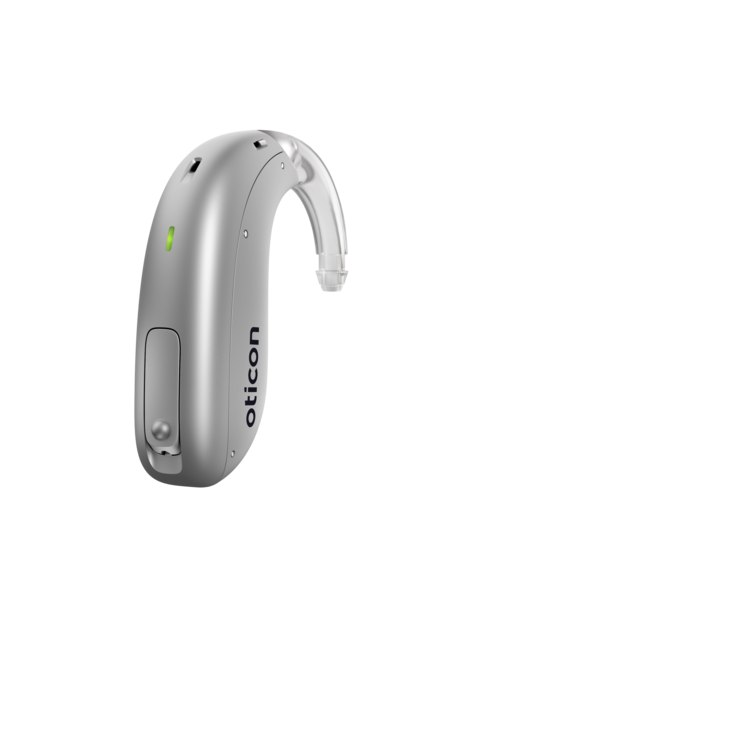 Oticon More hearing aid with transparent background